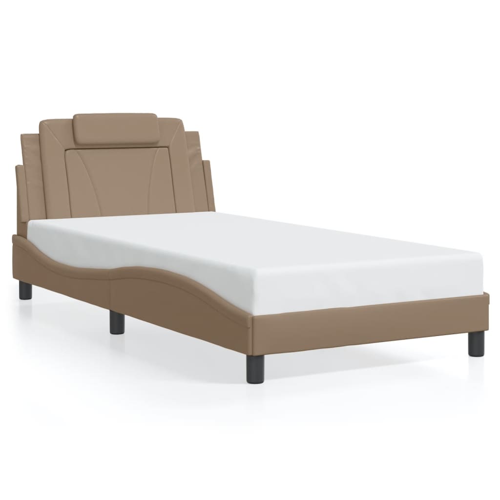 Bedframe "Viana" met LED zonder matras cappuccino 100x200 cm is nu te koop bij PeponiXL, paradijselijk wonen!