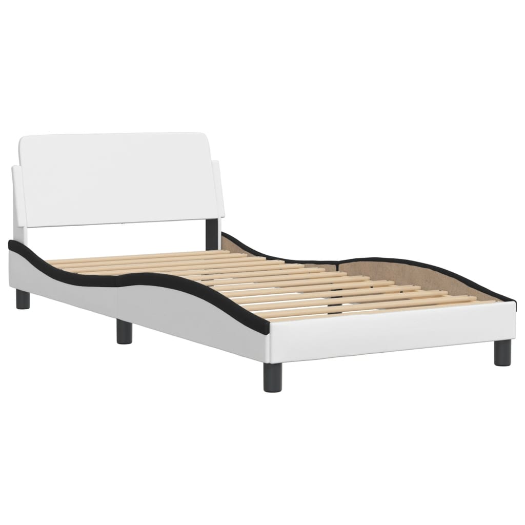 Bedframe "Viana" met LED zonder matras wit en zwart 100x200 cm is nu te koop bij PeponiXL, paradijselijk wonen!