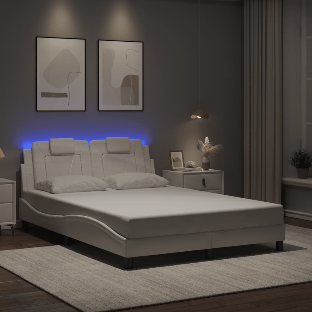Bedframe met LED-verlichting kunstleer wit 120x200 cm is nu te koop bij PeponiXL, paradijselijk wonen!