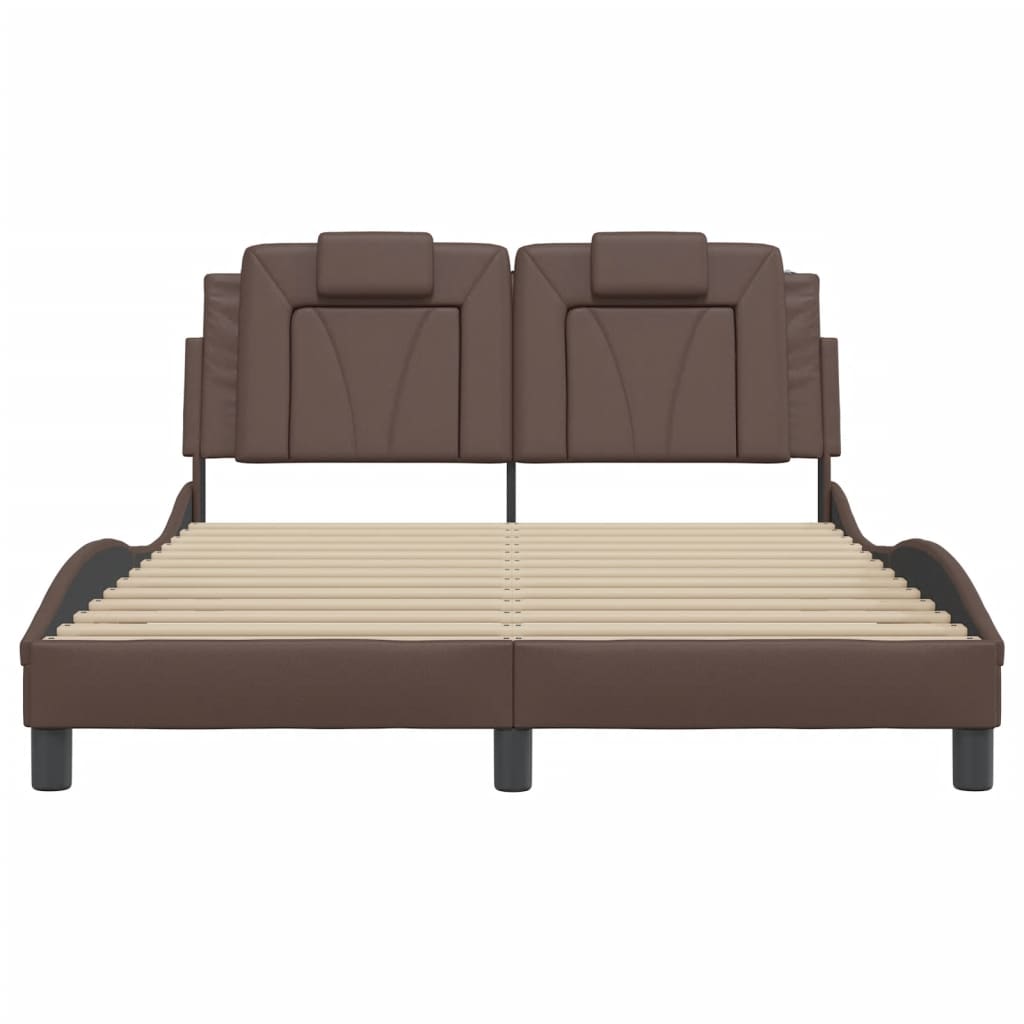 Bedframe met LED-verlichting kunstleer bruin 120x200 cm is nu te koop bij PeponiXL, paradijselijk wonen!