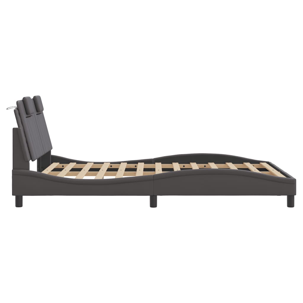 Bedframe met LED-verlichting kunstleer grijs 120x200 cm is nu te koop bij PeponiXL, paradijselijk wonen!