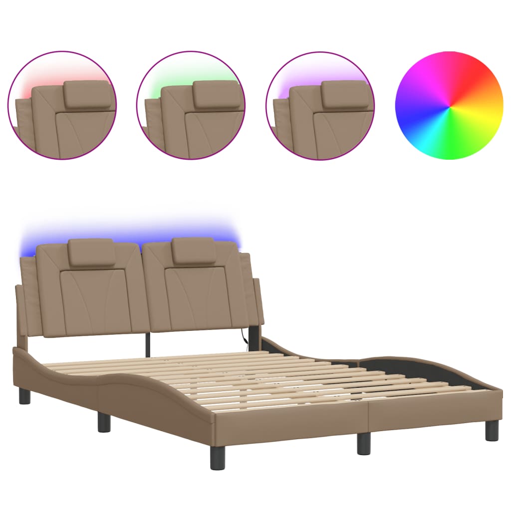 Bedframe "Viana" met LED zonder matras cappuccino 120x200 cm is nu te koop bij PeponiXL, paradijselijk wonen!