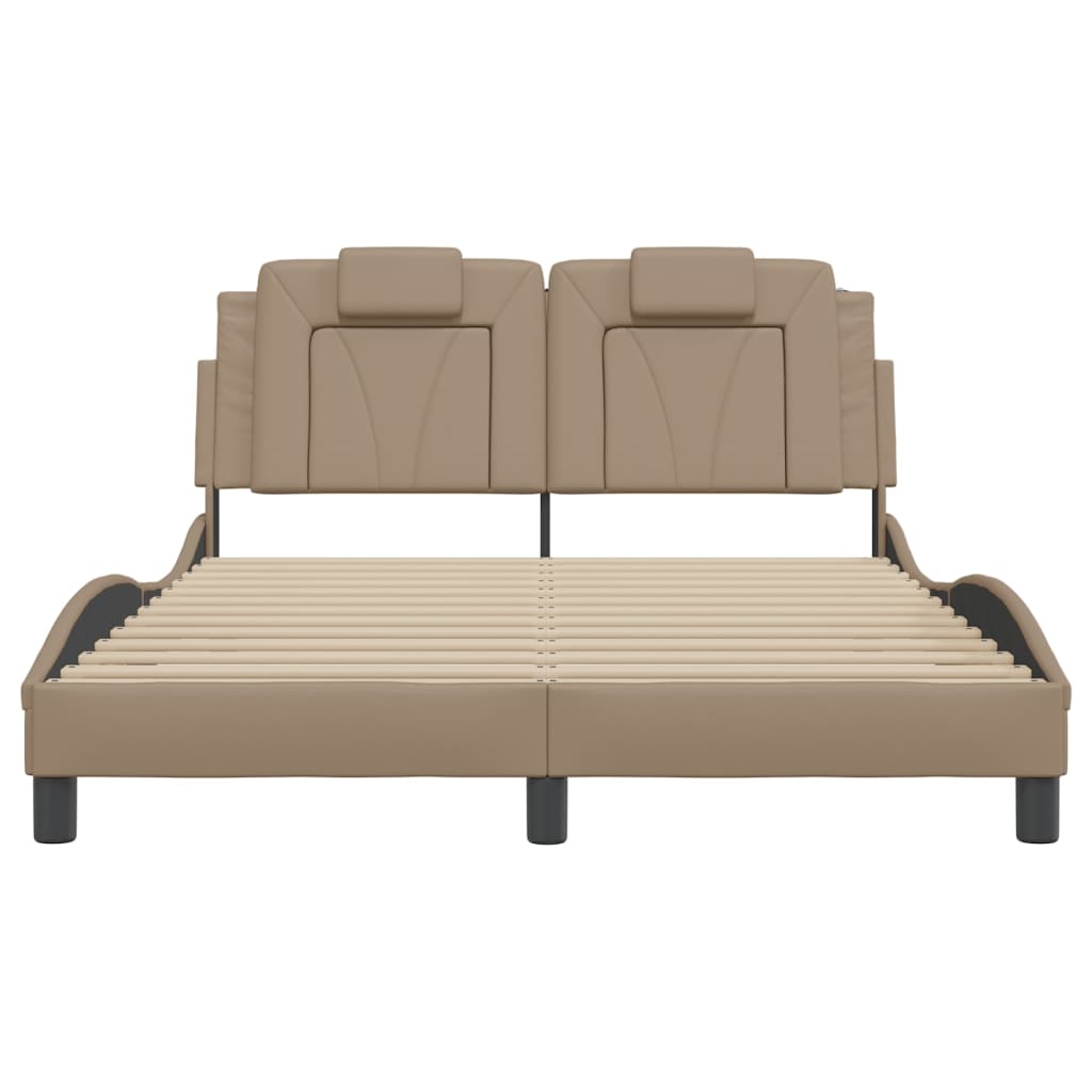 Bedframe met LED-verlichting kunstleer cappuccino 120x200 cm is nu te koop bij PeponiXL, paradijselijk wonen!