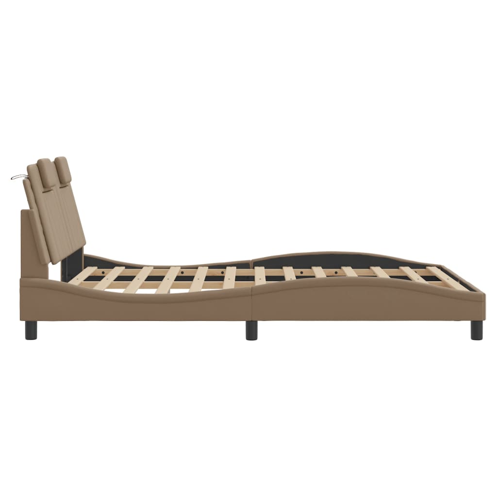 Bedframe met LED-verlichting kunstleer cappuccino 120x200 cm is nu te koop bij PeponiXL, paradijselijk wonen!