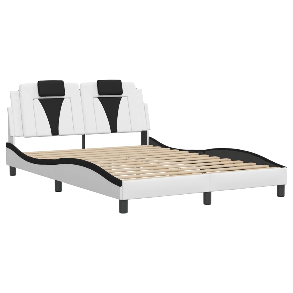 Bedframe met LED-verlichting kunstleer wit en zwart 120x200 cm is nu te koop bij PeponiXL, paradijselijk wonen!