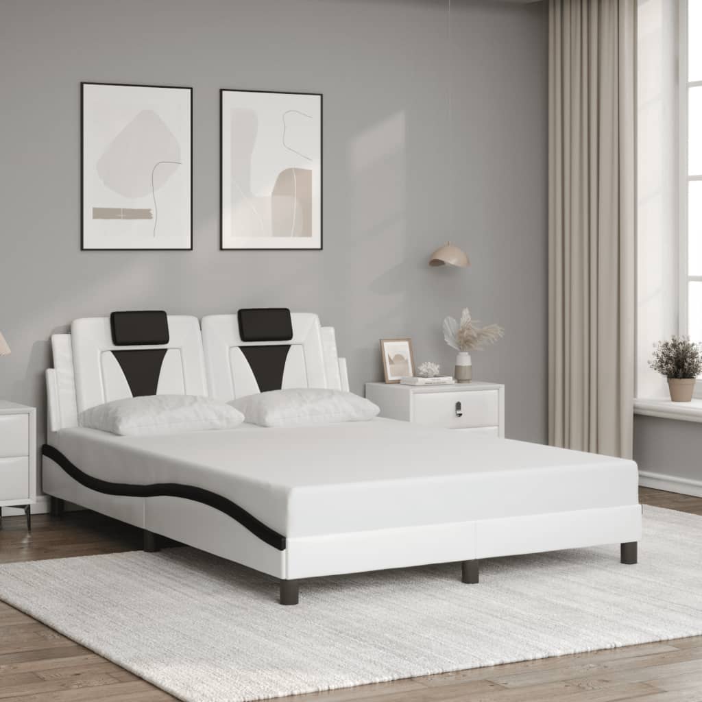 Bedframe met LED-verlichting kunstleer wit en zwart 120x200 cm is nu te koop bij PeponiXL, paradijselijk wonen!