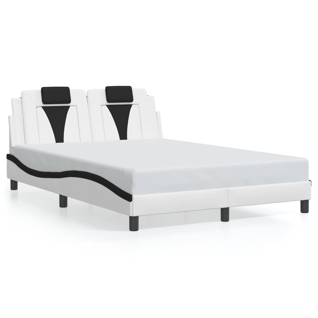 Bedframe met LED-verlichting kunstleer wit en zwart 120x200 cm is nu te koop bij PeponiXL, paradijselijk wonen!