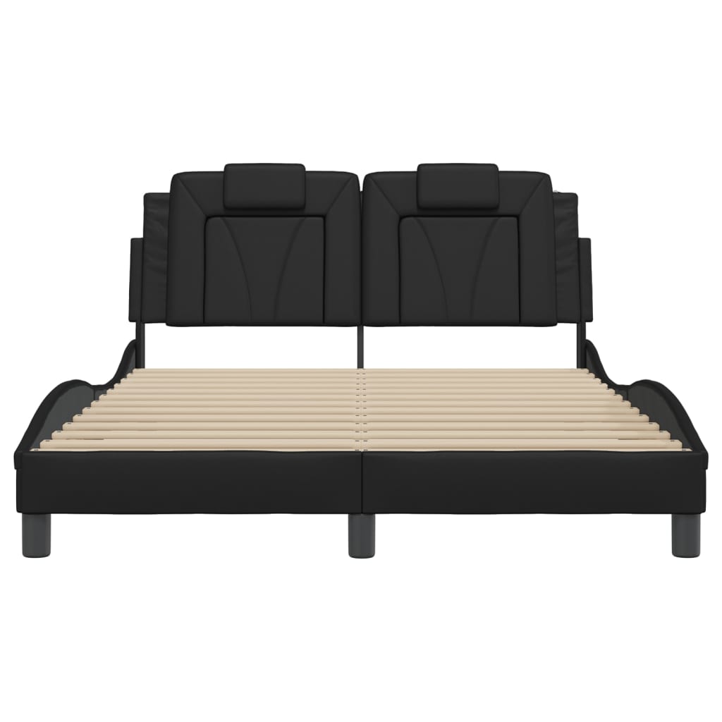 Bedframe met LED-verlichting kunstleer zwart 140x190 cm is nu te koop bij PeponiXL, paradijselijk wonen!