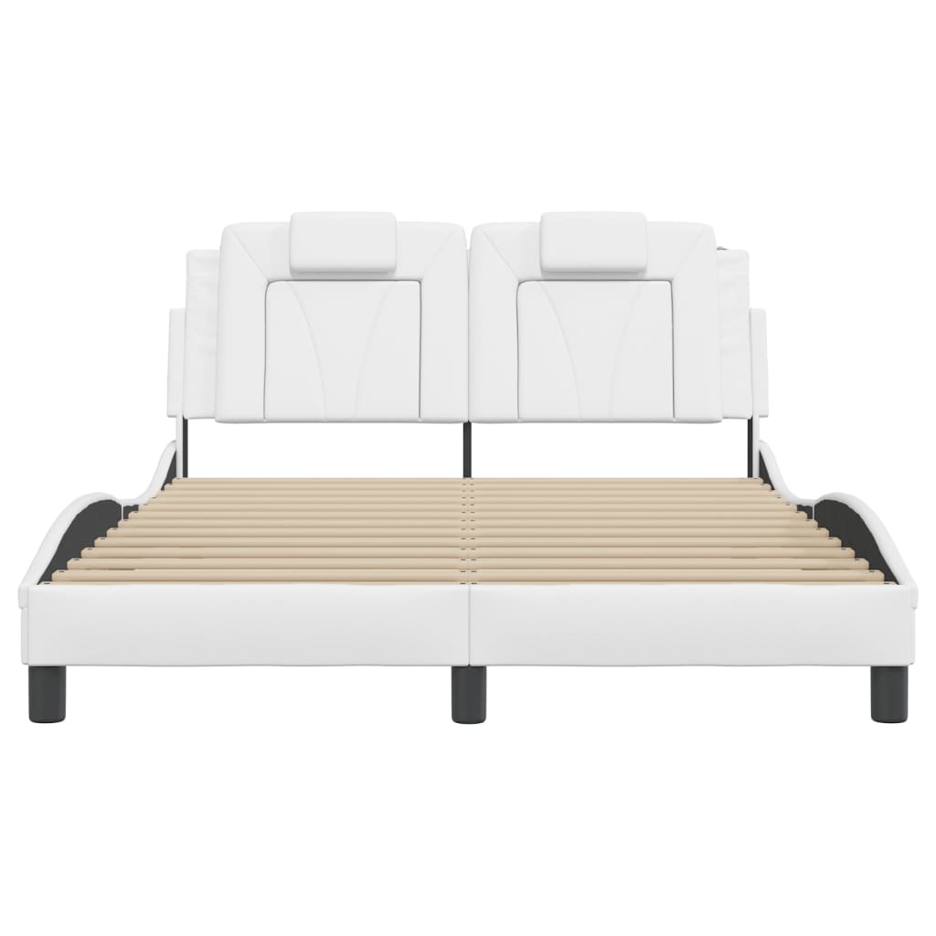 Bedframe met LED-verlichting kunstleer wit 140x190 cm is nu te koop bij PeponiXL, paradijselijk wonen!