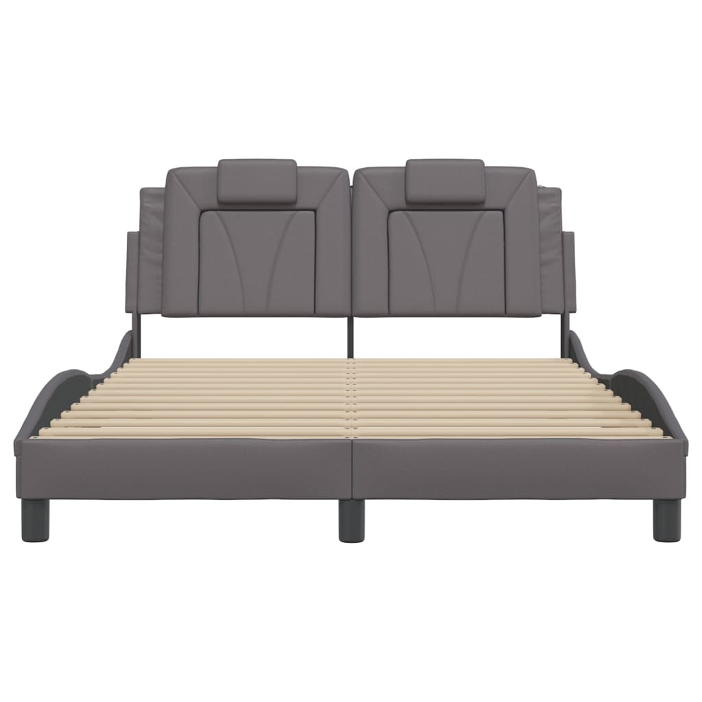 Bedframe "Viana" met LED zonder matras grijs 140x190 cm is nu te koop bij PeponiXL, paradijselijk wonen!