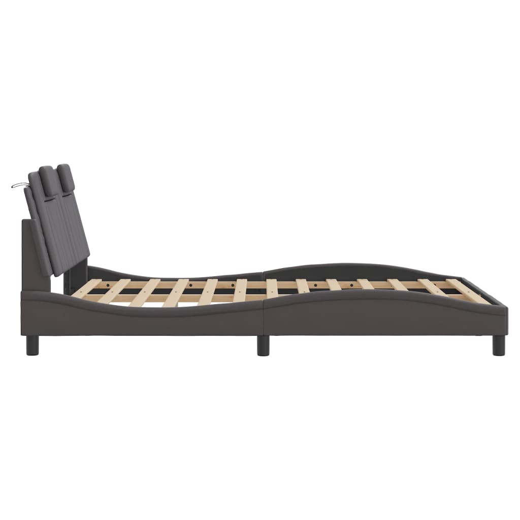 Bedframe met LED-verlichting kunstleer grijs 140x190 cm is nu te koop bij PeponiXL, paradijselijk wonen!
