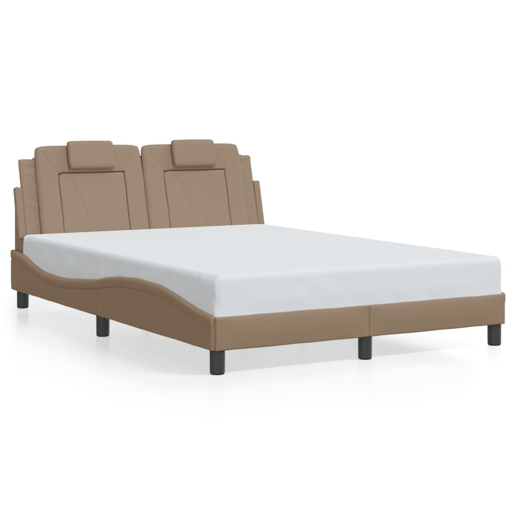 Bedframe met LED-verlichting kunstleer cappuccino 140x190 cm is nu te koop bij PeponiXL, paradijselijk wonen!