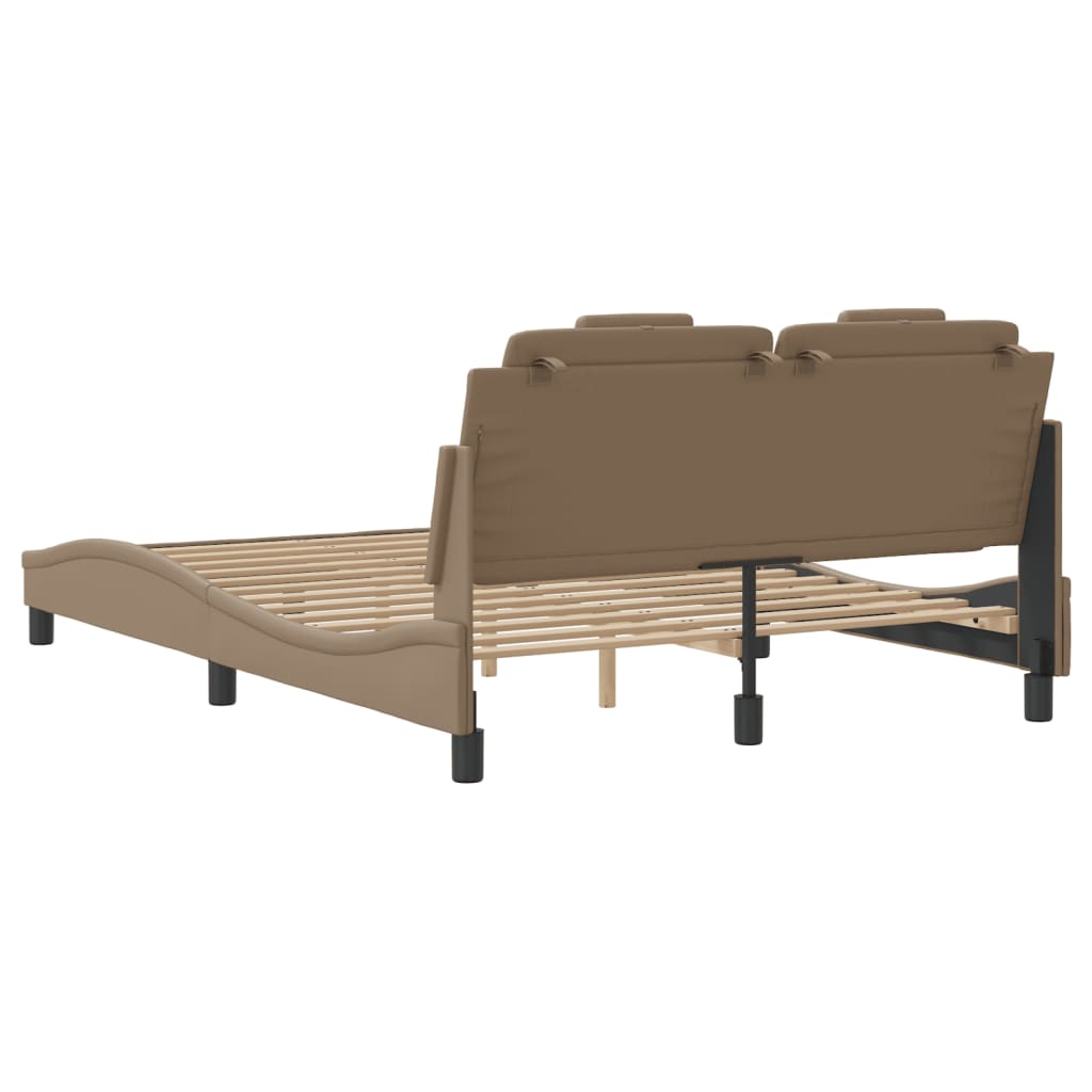 Bedframe met LED-verlichting kunstleer cappuccino 140x190 cm is nu te koop bij PeponiXL, paradijselijk wonen!