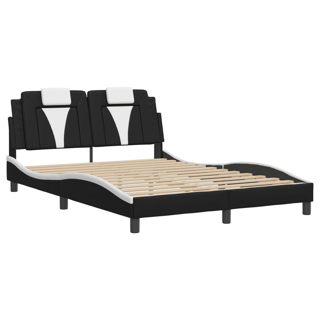Bedframe met LED-verlichting kunstleer zwart en wit 140x190 cm is nu te koop bij PeponiXL, paradijselijk wonen!