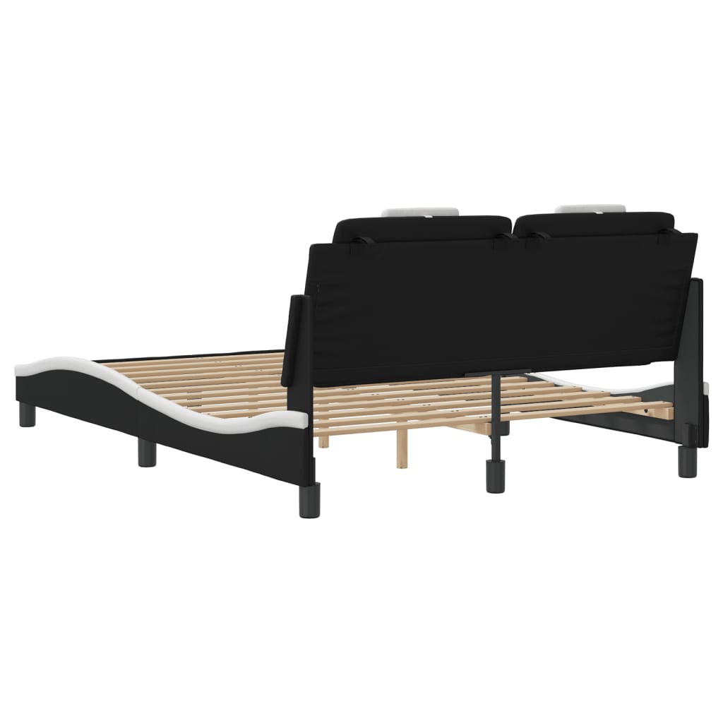 Bedframe "Viana" met LED zonder matras zwart en wit 140x190 cm is nu te koop bij PeponiXL, paradijselijk wonen!