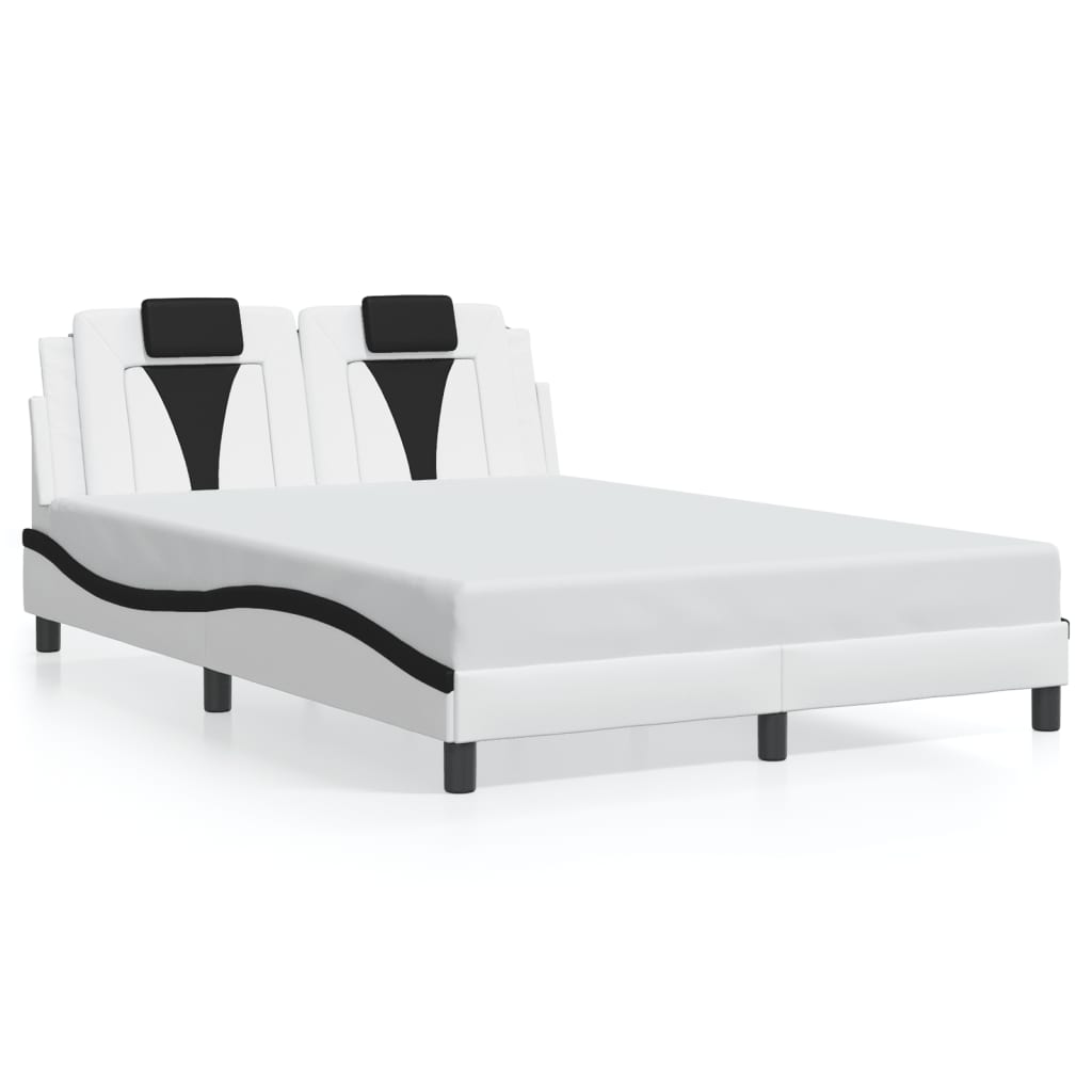 Bedframe "Viana" met LED zonder matras wit en zwart 140x190 cm is nu te koop bij PeponiXL, paradijselijk wonen!