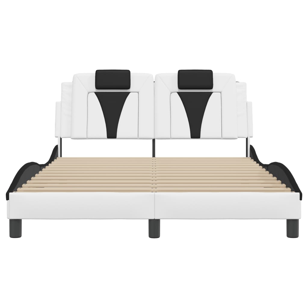 Bedframe met LED-verlichting kunstleer wit en zwart 140x190 cm is nu te koop bij PeponiXL, paradijselijk wonen!