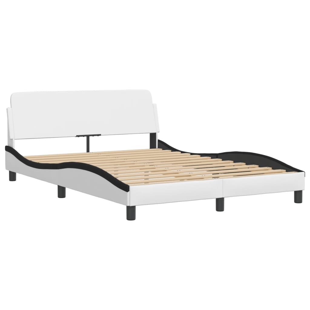 Bedframe "Viana" met LED zonder matras wit en zwart 140x190 cm is nu te koop bij PeponiXL, paradijselijk wonen!