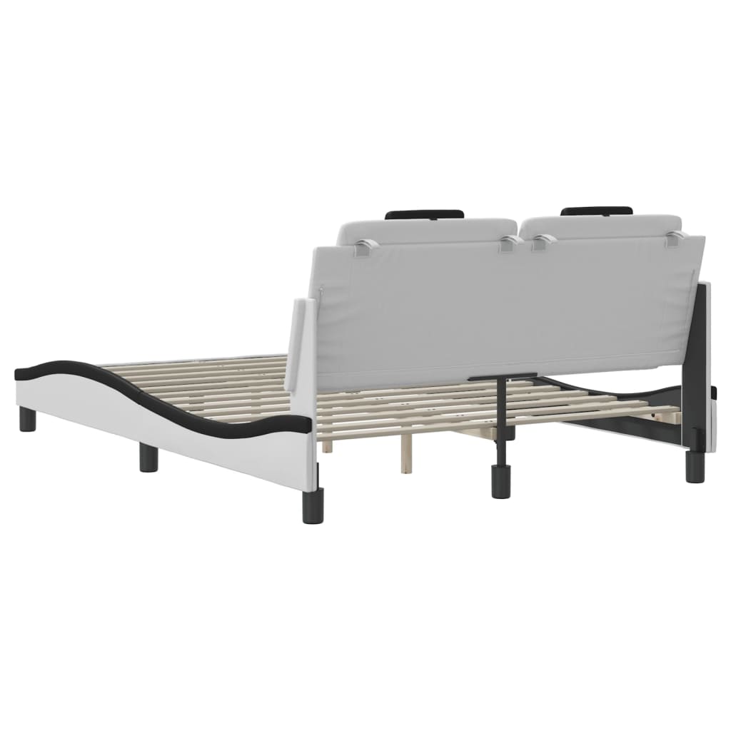Bedframe "Viana" met LED zonder matras wit en zwart 140x190 cm is nu te koop bij PeponiXL, paradijselijk wonen!