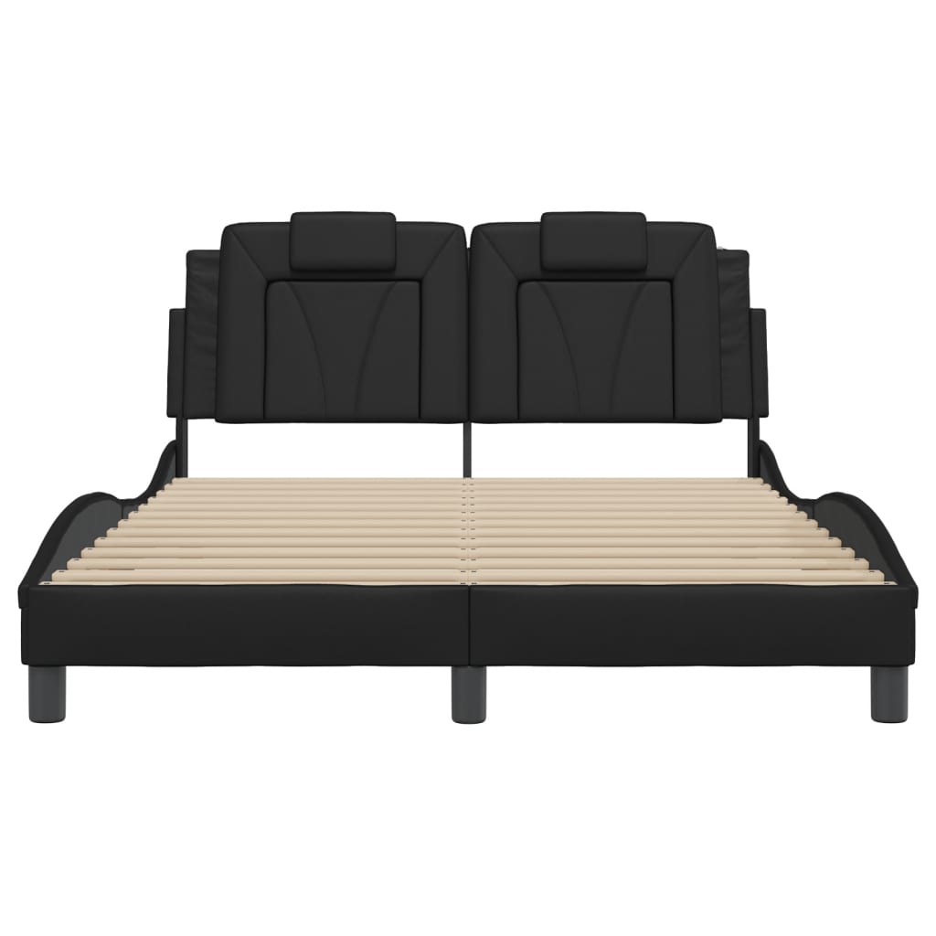 Bedframe met LED-verlichting kunstleer zwart 140x200 cm is nu te koop bij PeponiXL, paradijselijk wonen!