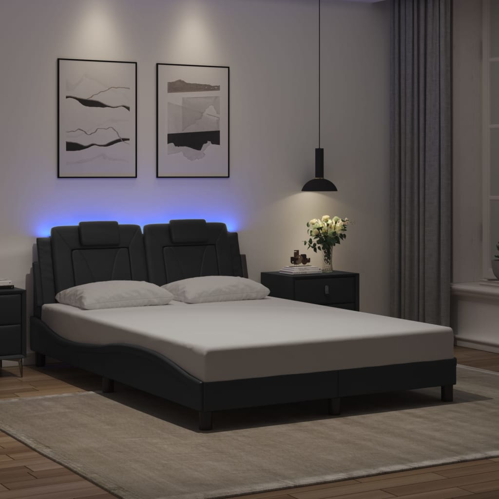 Bedframe "Viana" met LED zonder matras zwart 140x200 cm is nu te koop bij PeponiXL, paradijselijk wonen!