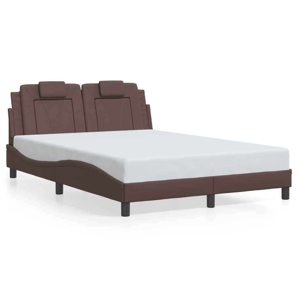Bedframe met LED-verlichting kunstleer bruin 140x200 cm is nu te koop bij PeponiXL, paradijselijk wonen!
