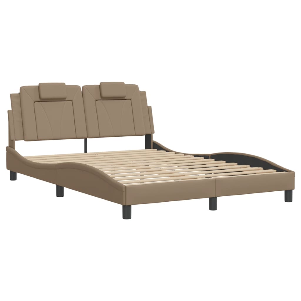 Bedframe met LED-verlichting kunstleer cappuccino 140x200 cm is nu te koop bij PeponiXL, paradijselijk wonen!