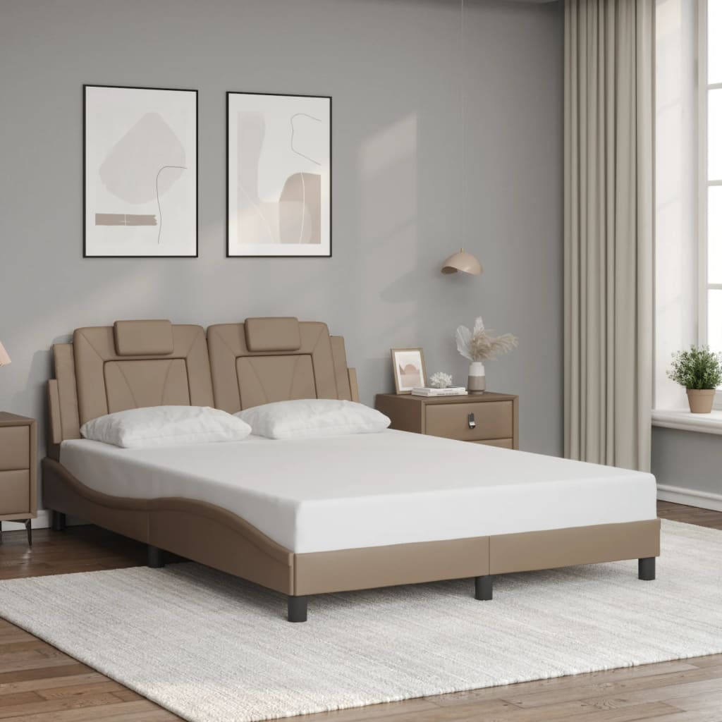 Bedframe met LED-verlichting kunstleer cappuccino 140x200 cm is nu te koop bij PeponiXL, paradijselijk wonen!