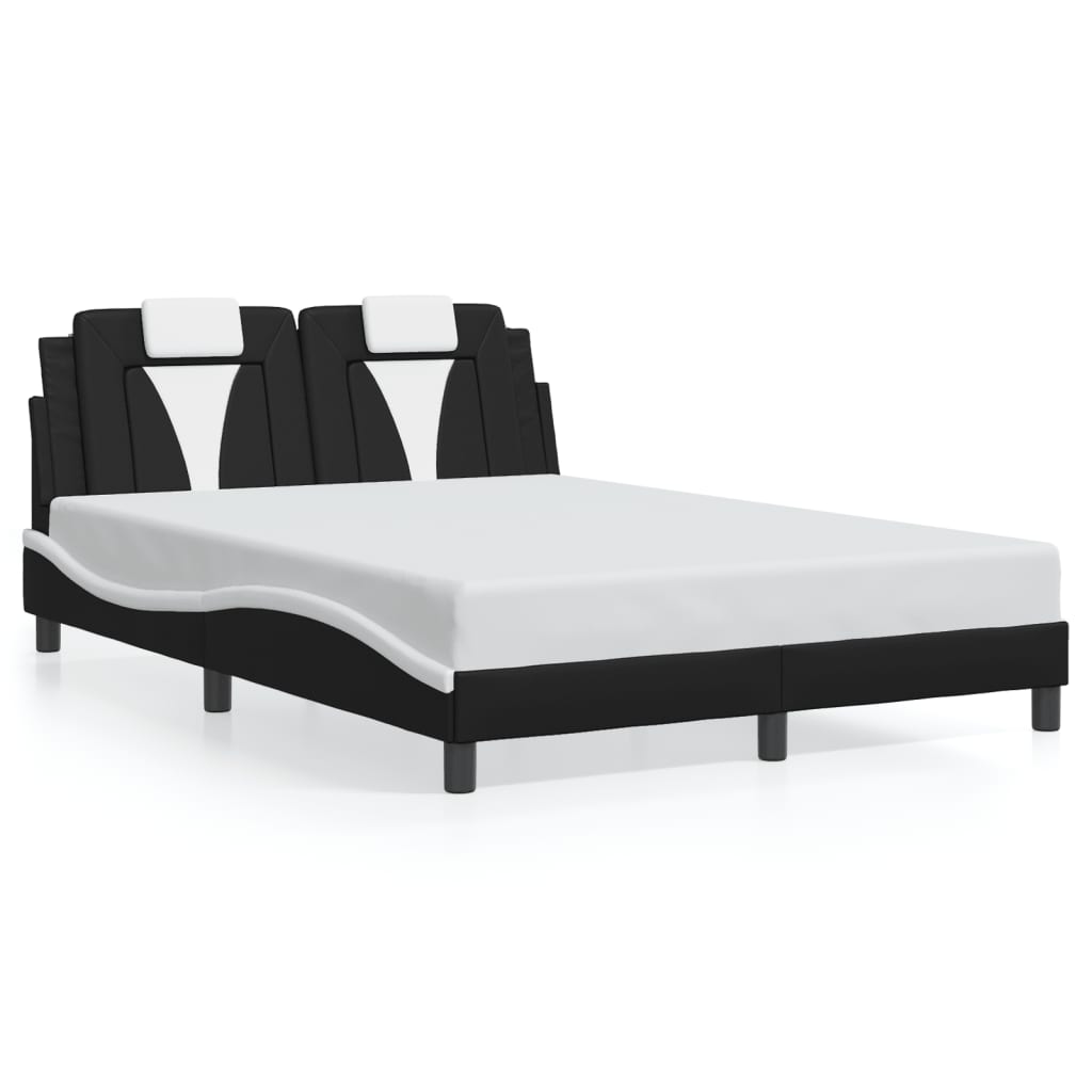 Bedframe met LED-verlichting kunstleer zwart en wit 140x200 cm is nu te koop bij PeponiXL, paradijselijk wonen!