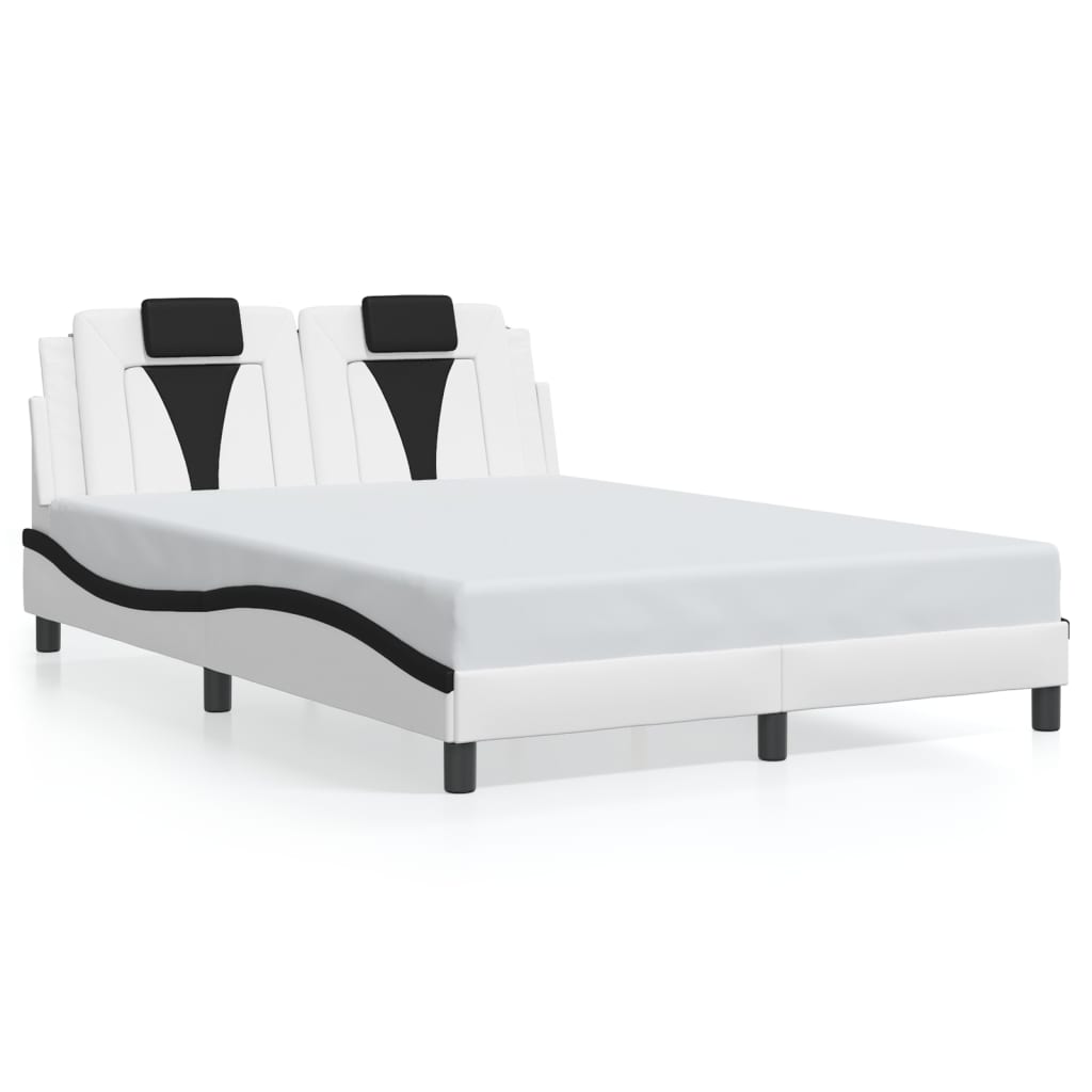 Bedframe met LED-verlichting kunstleer wit en zwart 140x200 cm is nu te koop bij PeponiXL, paradijselijk wonen!