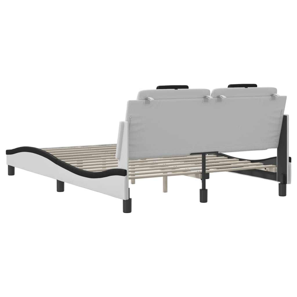 Bedframe met LED-verlichting kunstleer wit en zwart 140x200 cm is nu te koop bij PeponiXL, paradijselijk wonen!