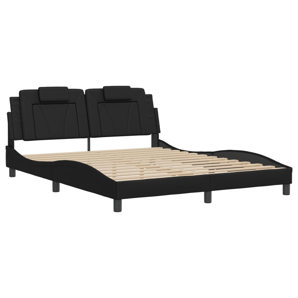 Bedframe met LED-verlichting kunstleer zwart 160x200 cm is nu te koop bij PeponiXL, paradijselijk wonen!
