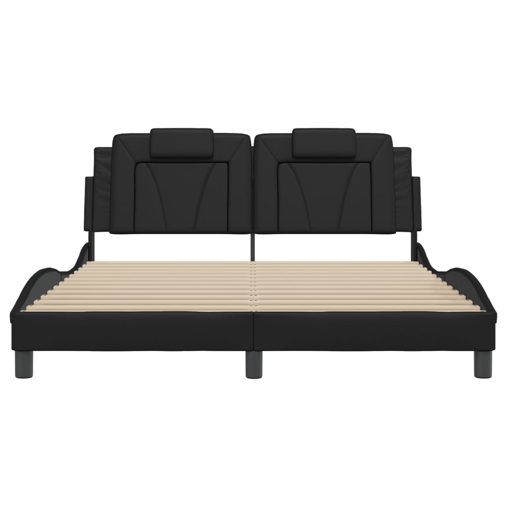 Bedframe met LED-verlichting kunstleer zwart 160x200 cm is nu te koop bij PeponiXL, paradijselijk wonen!