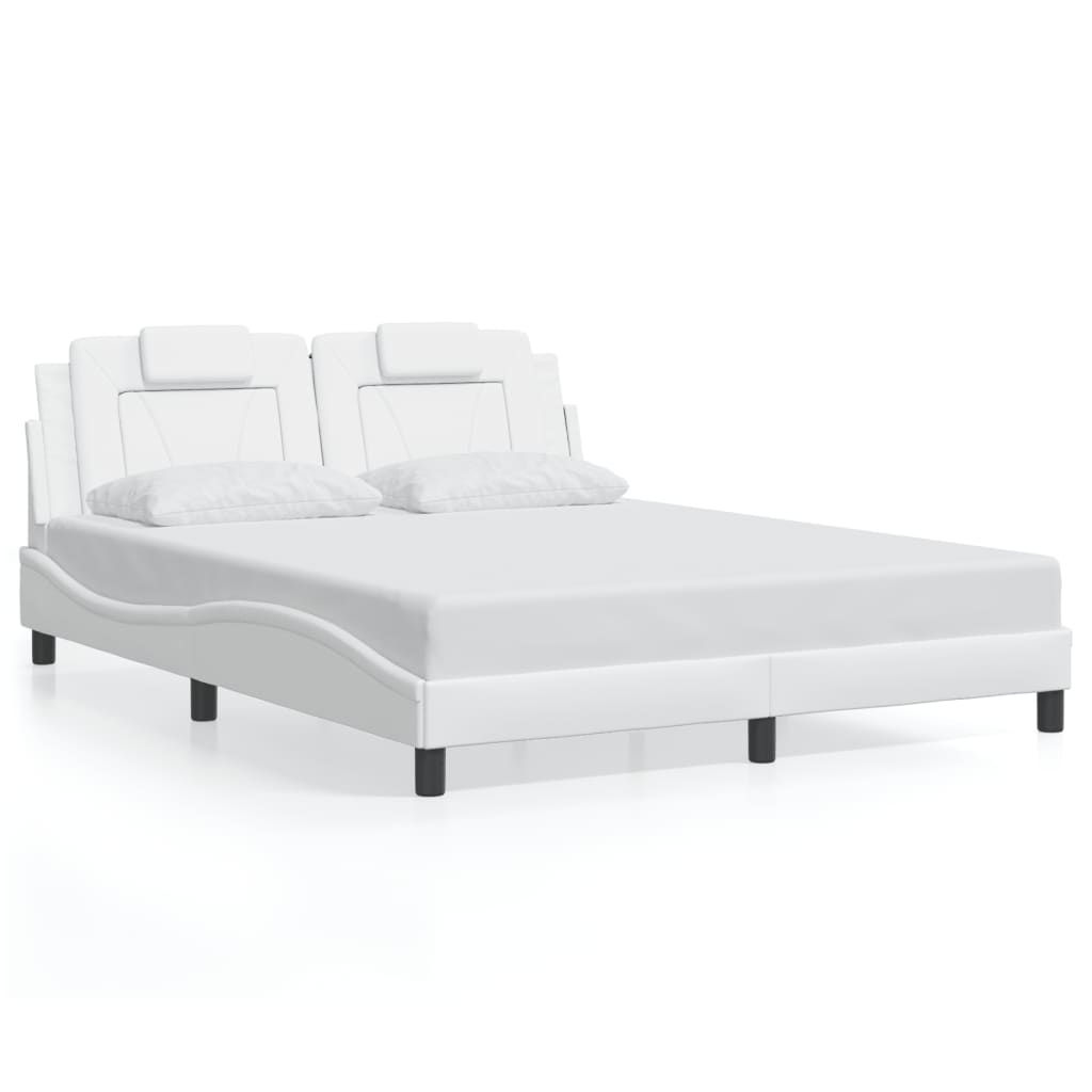 Bedframe met LED-verlichting kunstleer wit 160x200 cm is nu te koop bij PeponiXL, paradijselijk wonen!
