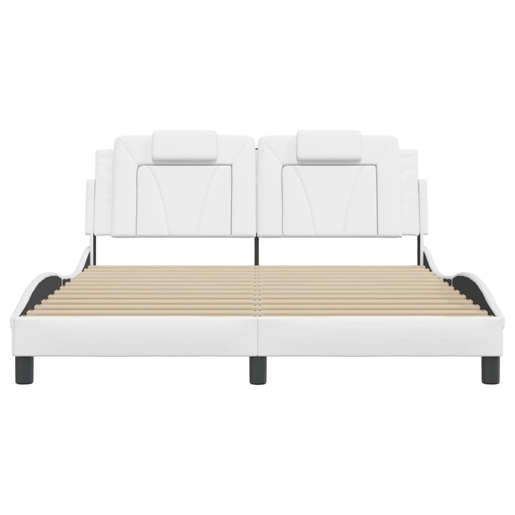 Bedframe met LED-verlichting kunstleer wit 160x200 cm is nu te koop bij PeponiXL, paradijselijk wonen!