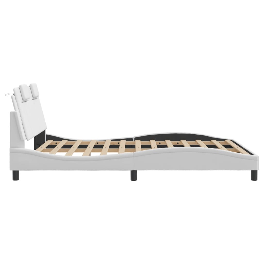 Bedframe met LED-verlichting kunstleer wit 160x200 cm is nu te koop bij PeponiXL, paradijselijk wonen!