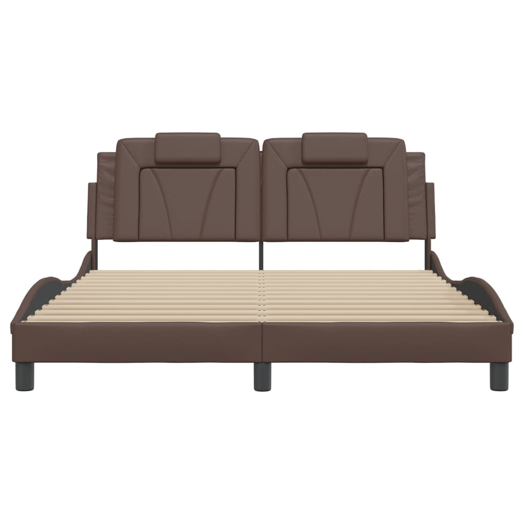 Bedframe "Viana" met LED zonder matras bruin 160x200 cm is nu te koop bij PeponiXL, paradijselijk wonen!