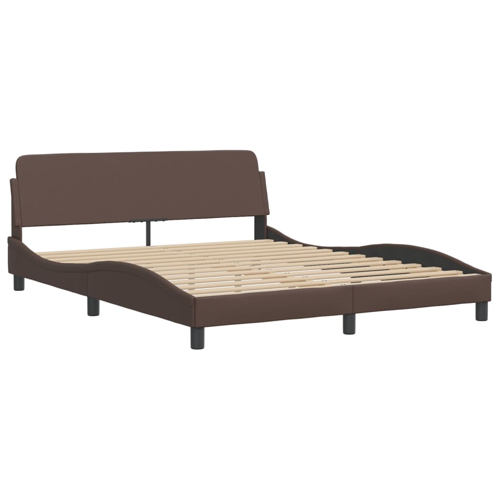 Bedframe "Viana" met LED zonder matras bruin 160x200 cm is nu te koop bij PeponiXL, paradijselijk wonen!