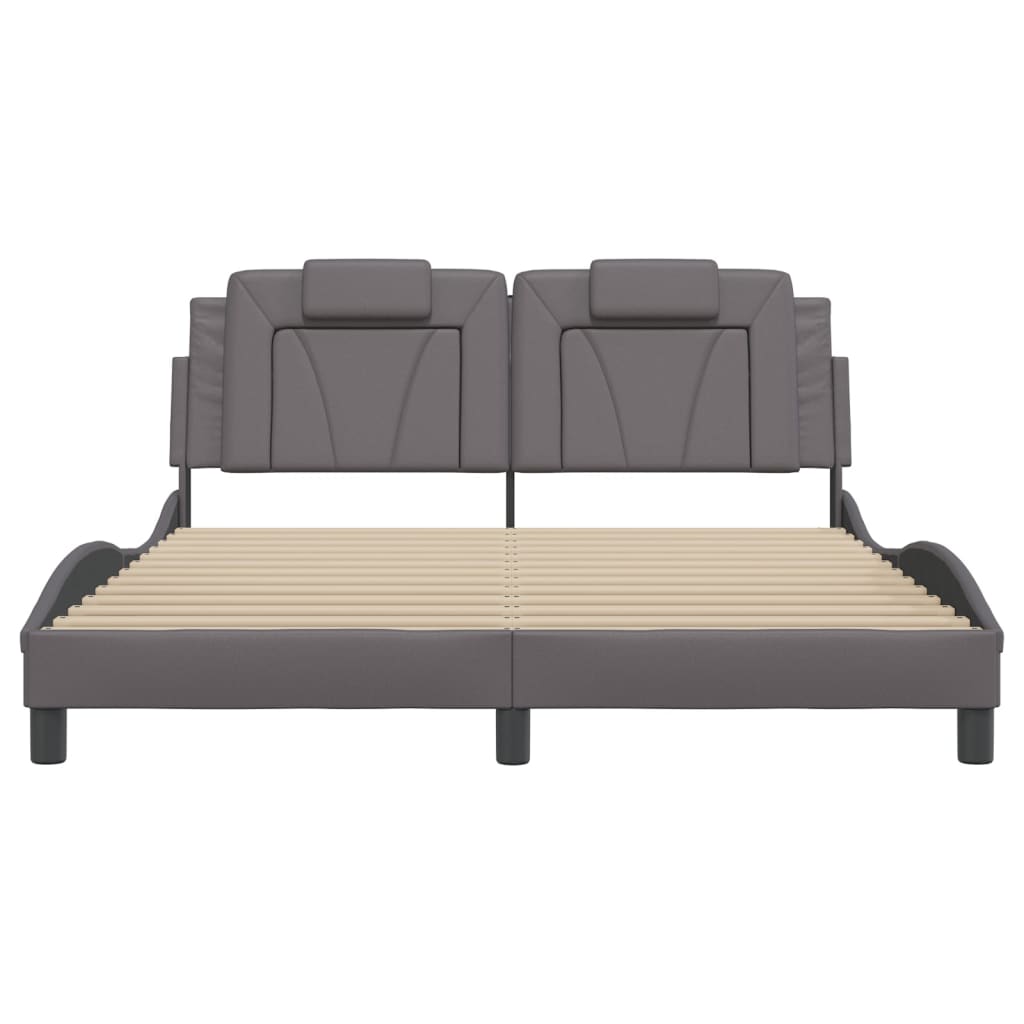 Bedframe met LED-verlichting kunstleer grijs 160x200 cm is nu te koop bij PeponiXL, paradijselijk wonen!