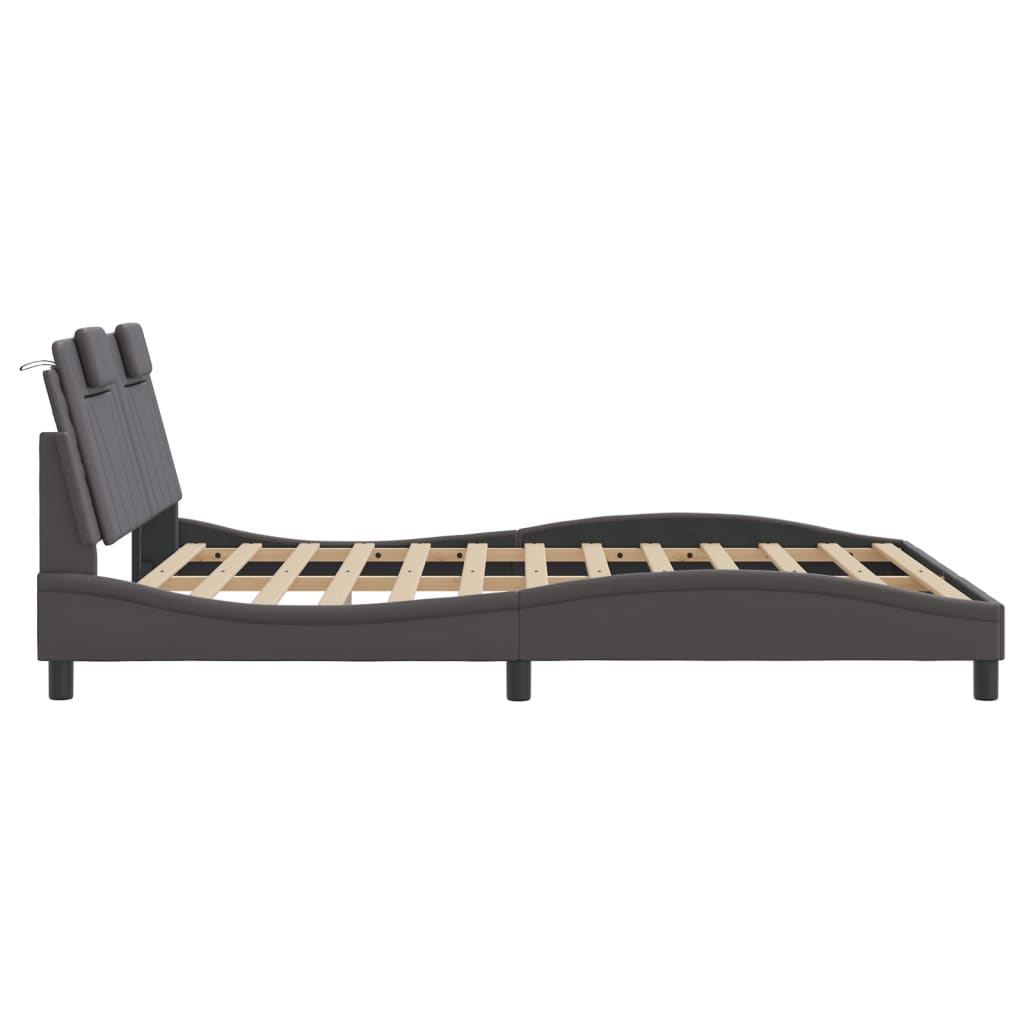 Bedframe met LED-verlichting kunstleer grijs 160x200 cm is nu te koop bij PeponiXL, paradijselijk wonen!