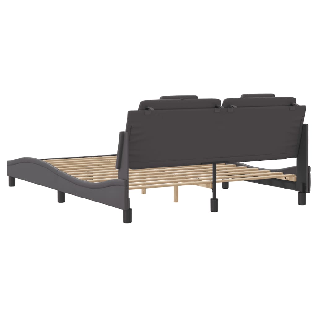 Bedframe met LED-verlichting kunstleer grijs 160x200 cm is nu te koop bij PeponiXL, paradijselijk wonen!