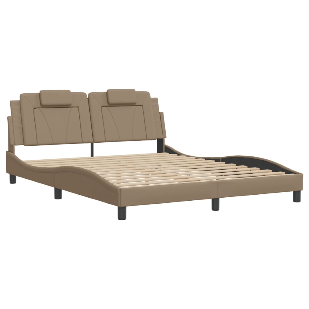 Bedframe met LED-verlichting kunstleer cappuccino 160x200 cm is nu te koop bij PeponiXL, paradijselijk wonen!