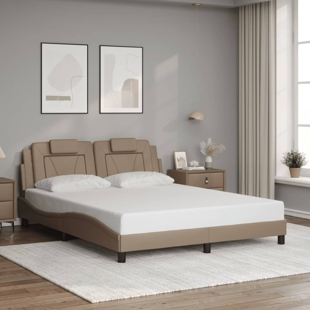 Bedframe met LED-verlichting kunstleer cappuccino 160x200 cm is nu te koop bij PeponiXL, paradijselijk wonen!