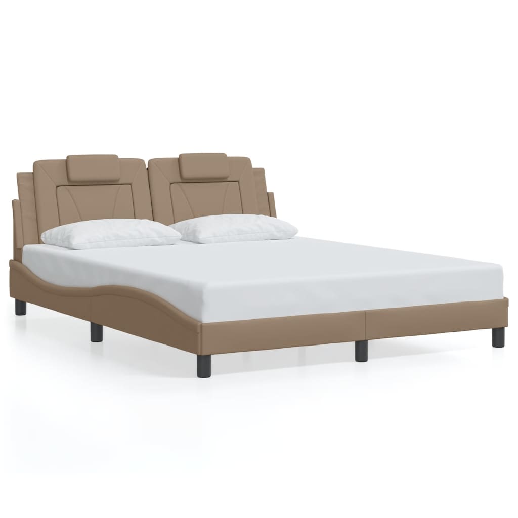 Bedframe met LED-verlichting kunstleer cappuccino 160x200 cm is nu te koop bij PeponiXL, paradijselijk wonen!