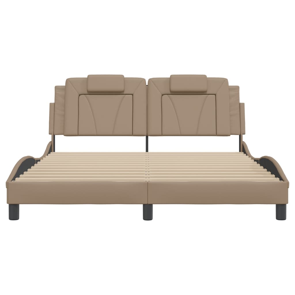 Bedframe met LED-verlichting kunstleer cappuccino 160x200 cm is nu te koop bij PeponiXL, paradijselijk wonen!