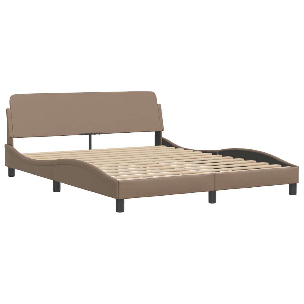 Bedframe met LED-verlichting kunstleer cappuccino 160x200 cm is nu te koop bij PeponiXL, paradijselijk wonen!