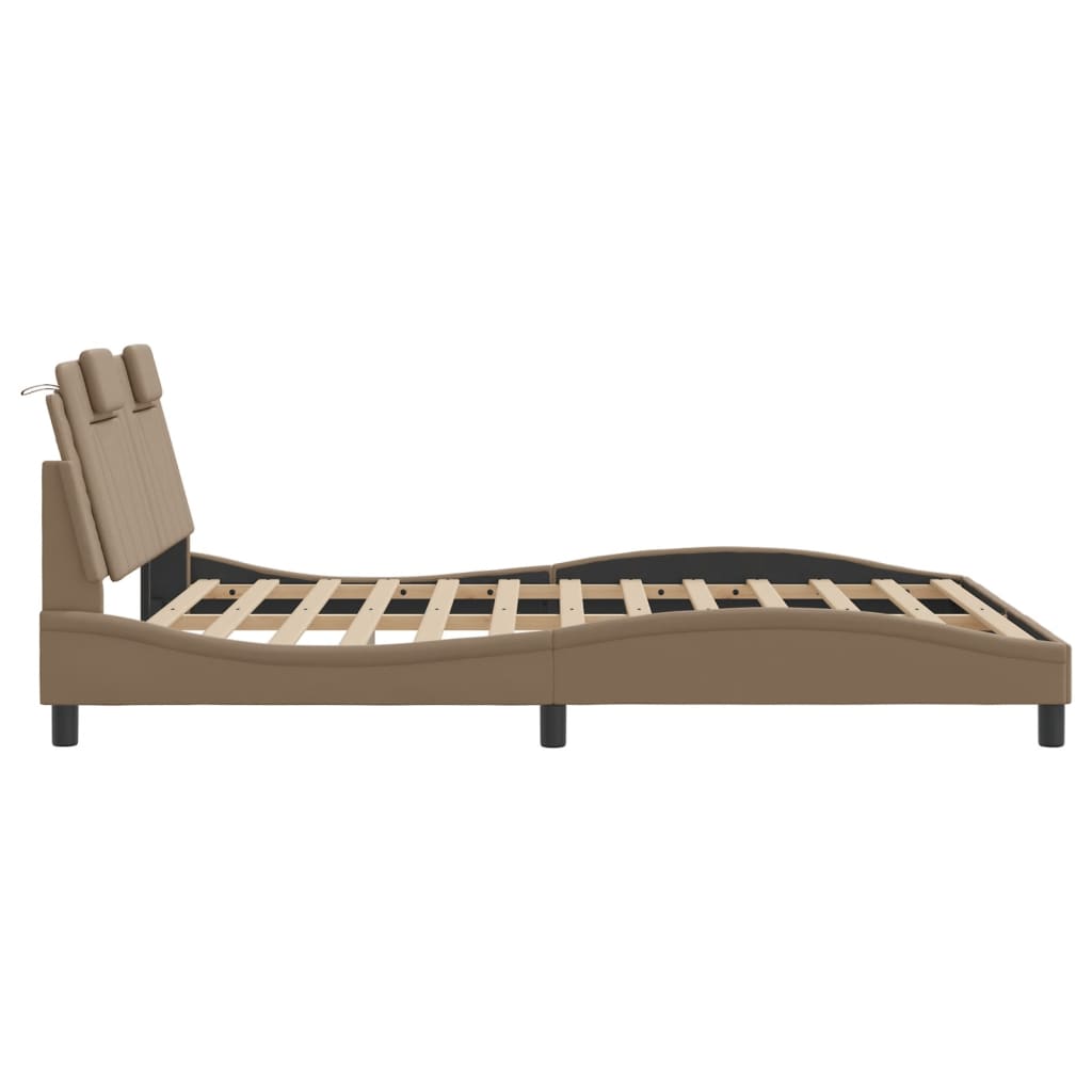 Bedframe met LED-verlichting kunstleer cappuccino 160x200 cm is nu te koop bij PeponiXL, paradijselijk wonen!