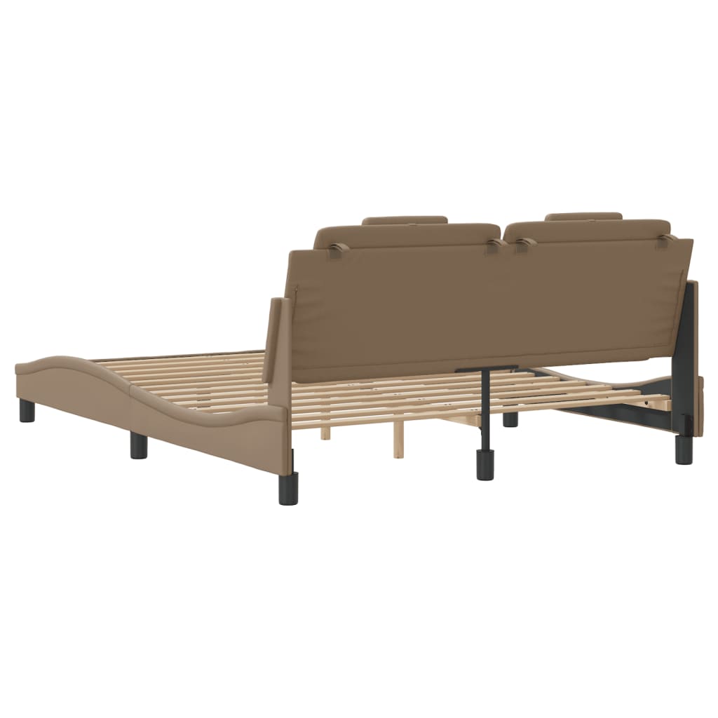 Bedframe met LED-verlichting kunstleer cappuccino 160x200 cm is nu te koop bij PeponiXL, paradijselijk wonen!
