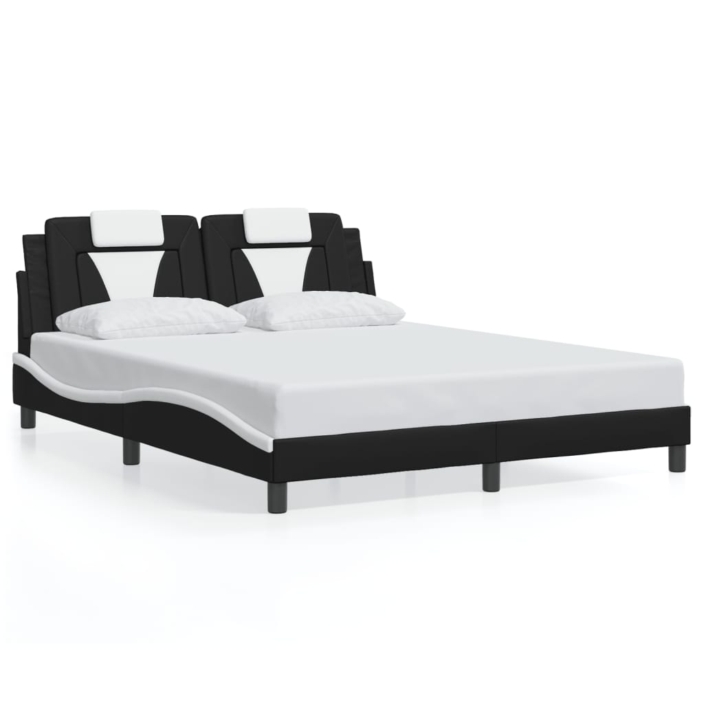 Bedframe "Viana" met LED zonder matras zwart en wit 160x200 cm is nu te koop bij PeponiXL, paradijselijk wonen!