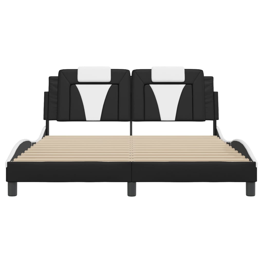 Bedframe met LED-verlichting kunstleer zwart en wit 160x200 cm is nu te koop bij PeponiXL, paradijselijk wonen!